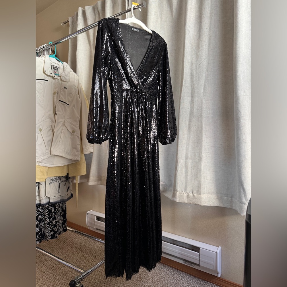 SHEIN Sequin Black Evening Dress